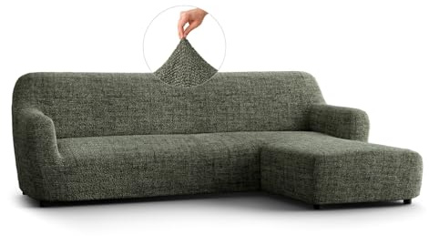 PAULATO - Bezug für Sofas mit rechter Halbinsel (gesehen von vorne), Sofabezug für Ecksofa in L-Form aus Mikrofaser, kratzfestes und maschinenwaschbares Gewebe, Made in Italy, Vittoria Grün