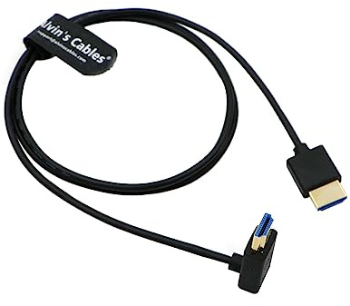 Alvin's Cables 8K HDMI 2.1 High Speed Thin Straight to Up Angle Cable for Atomos Ninja V Monitor, Z CAM E2, Sony FS5| FS7| A7S3 Cameras 39.4inches|1M