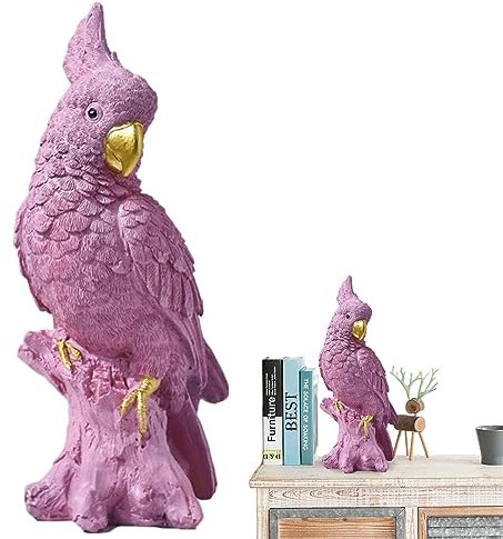 Facynde Papagei Schreibtischdekoration - Vogelfiguren Sammlerstücke, Vogelstatuen,Handbemalte realistische Figur, Vogelstatuen, Kakadu-Skulptur für leichtes Luxus-Harz-