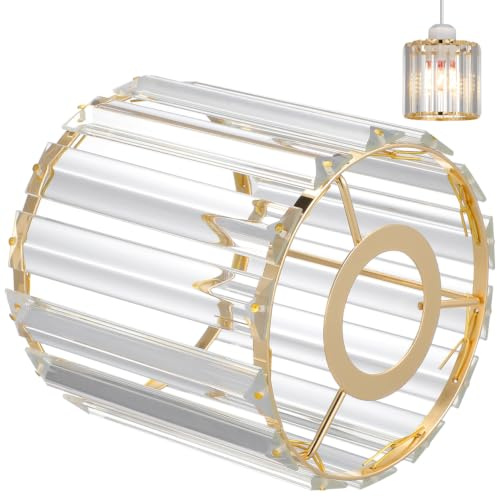 Housoutil Crystal Lamp Shade Ceiling Light Cover E27 Lampshade Glass Art Lampshade for Indoor Lighting Decorative Diffuse Light for Living Room Bedroom Wall Lamp Floor