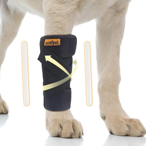 COMFPET Vorderbeinbandage für Hunde, mit Kunststoff-Stabilisatoren, Vorderbeinbandage für Hunde, um Lecken, Verstauchungen des Hundes und Arthritis zu verhindern, Größe L