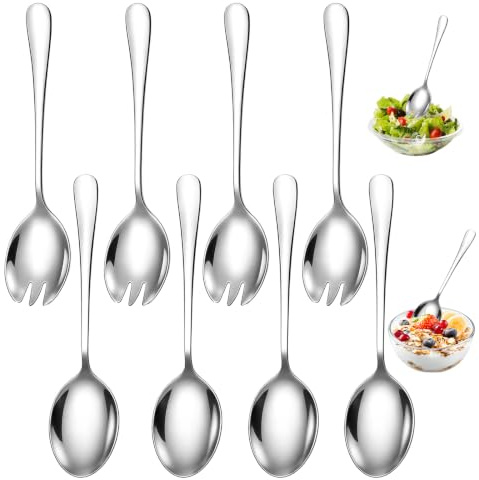 8 Tenedor de Servir Acero Inoxidable para Ensalada, Pasta, 20×4.5cm