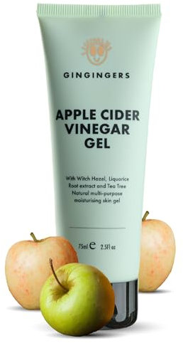 GinGingers Natural Apple Cider Vinegar Gel with Mother 75ml – Multi-Purpose Vegan Face & Body Gel for Clear, Healthy Skin – pH Supporting, Moisturising Formula with Tea Tree & Witch Hazel