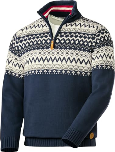 Hinterstoisser Pullover Herren, Warmer Norweger Pullover für Herren, Winterpullover, Strickpullover für Männer, Blau, Gr. 58