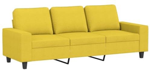 vidaXL Sofa 3-Sitzer, Loungesofa Couch mit Armlehnen Rückenkissen, Wohnzimmersofa Designsofa mit Metallgestell, Sitzmöbel Dreisitzer, Hellgelb Stoff