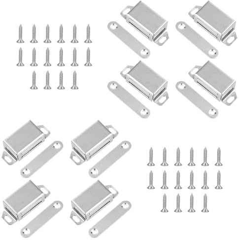 8 Pezzi Magneti per Porte per Armadi, Magneti per Porte, Magneti Per Armadi In Acciaio Inox, Magneti Per Mobili, Set di Fermi Magnetici con Viti, Porte per Armadi Ultrasottili