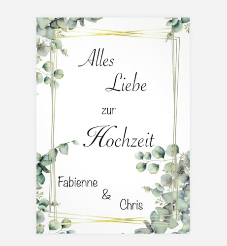 Hochzeitskarte personalisiert//Hochzeitskarte Eukalyptus personalisiert (Klappkarte)