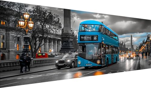 Diamond Painting XXL 230x90 cm, DIY Stadt Diamant Painting Bilder, 5D Auto Diamond Painting Set, Diamant Kristall Strass Kreuzstich Painting, Diamond Painting Erwachsene für Zimmer Deko Wohnzimmer
