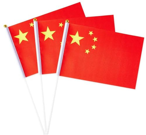 Yurosiay China Mini Flag Flaggen aus Stöcken mit 30cm Weißer Stange Handgehaltene kleine chinesische Miniaturflaggen 14 x 21 cm China Flagge Hand winken Flagge für Paraden,Karneval,Party,Dekorative