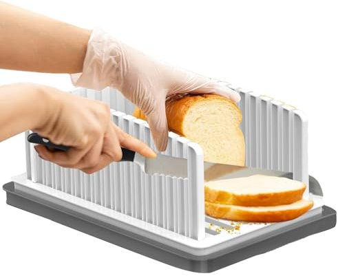 Anleitung zum Brotschneiden, Manueller Brotschneider | Anleitung zum Brotschneiden - Mit Krümelblech, verstellbare Breite, faltbar, abnehmbar, einfache Reinigung für Küchen-Backwerkzeug