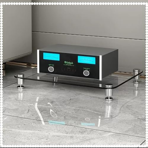 ZIUSFAC Glas Regal AV-Medienständer Audio-/Video-Medienregal TV Rack HiFi Regal Audio Schrank Für DVD-Player/PS4/Kabelboxen AV-Regal Streaming-Geräte(Transparent,1 Tier)