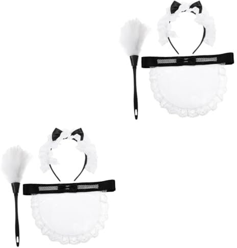 GALPADA 2sätze Maid Kostüm Zubehör Schürze Haarschmuck Staubwedel Für Halloween Cosplay Kostümpartys Teiliges