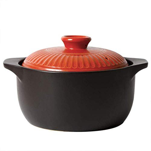 Cazuela de arcilla Olla para estofado de terracota Cazuela de cerámica Olla de barro Resistencia a altas temperaturas, sin decoloración, sin envejecimiento, saludable y - Capacidad de 3 litros ( )
