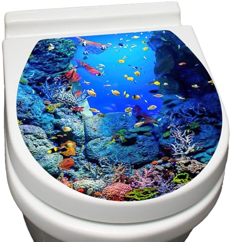 usefulbeauty Waschraum-Badezimmer-Aufkleber, Toiletten-Aufkleber,Wandaufkleber und Wandbilder zum Thema Meer, selbstklebender Toilettenaufkleber | Toilettenaufkleber für Badezimmer mit glatten