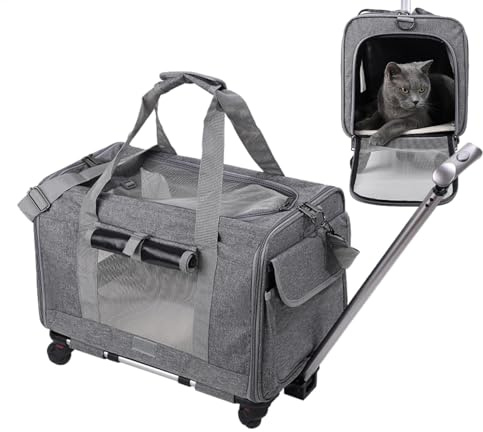 Hundereisetasche – Transportbox Für Haustiere, Von Fluggesellschaften Zugelassen | Weiche Tasche Mit Rollen, Tragetasche Mit Sicherheitsreißverschlüssen, Ideal Für Kleine Hunde Und Katzen Auf Reisen