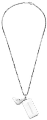 Emporio Armani Herren-Edelstahl-Halskette mit Karabinerverschluss
