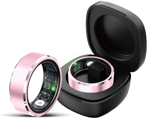 Smart Ring Damen Rosa Android Smartringe für Damen Fitness Tracker Ring Schrittzähler Schlaftracker Herzfrequenz Pulsmesser Sport Smartring Fitnessring IOS Fitnesstracker Gesundheitsring Gold Silber