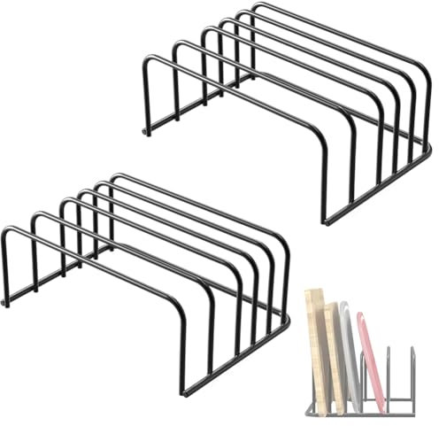 Yuragim Schneidebrett Halter, 2er-Pack Schneidebrett Ständer Rack Schwarz, Schneidebrett Halterung Topfdeckelhalter Löffelablage Küche Organizer für Topfdeckel, deckel organizer küche, 18x14x8cm
