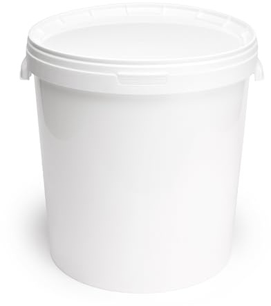 Garronda Eimer mit Deckel 30 L für die Lagerung von Lebensmittel- und Chemischen Produkten Weiß 20 Stück GD-0117