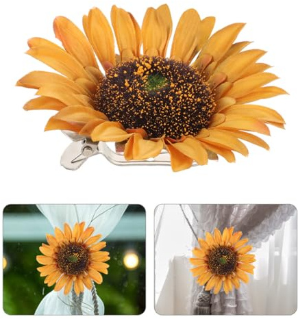 Cabilock Lot De 2 Pince pour Embrasses De Rideaux Tournesol en Métal Accessoire De Rideau pour Salon Fenêtre Hôtel Fixation Facile pour Draperies Et Tapisseries