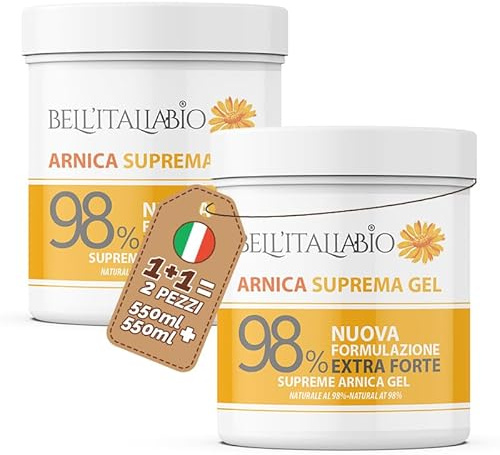 Arnica pour chevaux à usage humain 98% Formule naturelle extra forte, Arnica Gel Forte pour massages locaux, 100% Made in Italy 2 x 550 ml – BELL'ITALIABIO