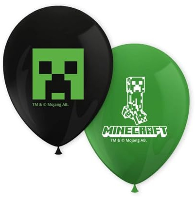8 ballonger * MINECRAFT * som dekoration för barns födelsedag och temafest | 85 cm omkrets | Disney-ballong ballonger ballongdekoration temafest barnfest