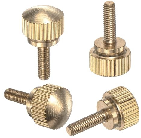 M METERXITY 4-Pack Knurled Thumb Screws, M3x10mm Solid Brass Round Head Knobs Bolts with Shoulder Grip Fasteners for Eye Glass Screws/PC Computer, Thumbscrew Threaded Knurled Tip