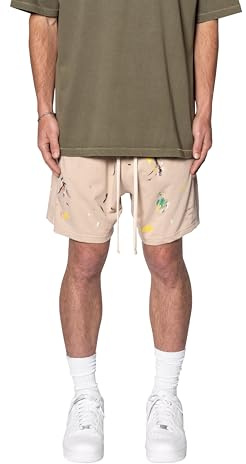 mnml Men's Painter Fleece Shorts Casual, White, Medium