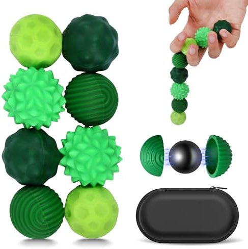 8 stycken magnetiska fidgetleksaker, magnetkulor stressboll, silikon sensoriska leksaker, anti-stressbollar för ångest stress, sensorisk bollleksak för vuxna och barn, med silikonskydd