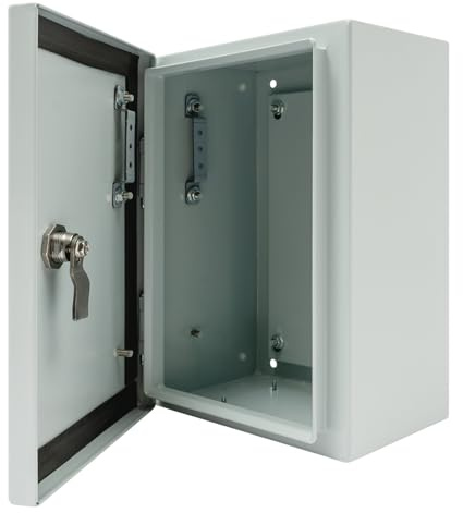 Edelstahl Schaltschrank Verteilerkästen, 20X15X30cm Hermetisches Gehäuse für Elektrizität IP65 1000-1200℃ Wandmontiert mit Schloss Zählerkasten für Outdoor Verdrahtung