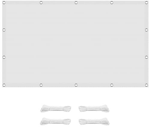 Voile d'ombrage rectangulaire - 3 x 8 m - Facile à accrocher, résistant aux UV et imperméable - Maille avec kits de montage pour balcon, garage, terrasse - Blanc