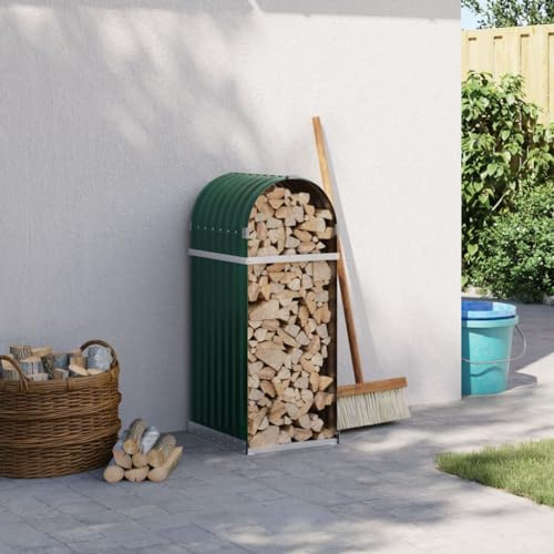 AJJHUUKI Accesorios para chimenea y estufa de leña, soporte para leña, color verde, 40 x 45 x 100 cm, acero galvanizado
