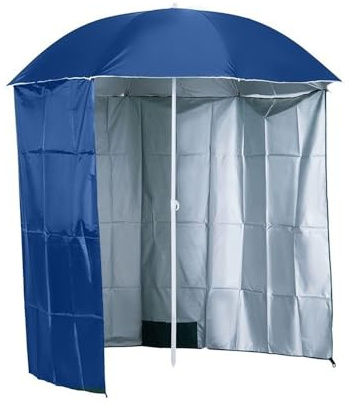 MACAGGTNTU Ombrellone da Spiaggia con Tendina Laterale 2.2x2.2m Ombrello da Giardino Portabile Ombrellone da Pesca Esterno, Protezione UV(Blue)