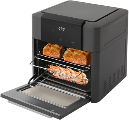 Heißluftfritteuse mit LED Touchscreen,Heißluft-Backofen 12L,1600W Mini Backofen mit 12 Programme,all-in-1 Air Fryer,Fritteuse ohne Öl,Obst Dehydrator, Barbecue