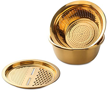 Stainless Steel Grater and Strainer Basket - Versatile Vegetable Cutter and Kitchen Accessory for Cheese and More