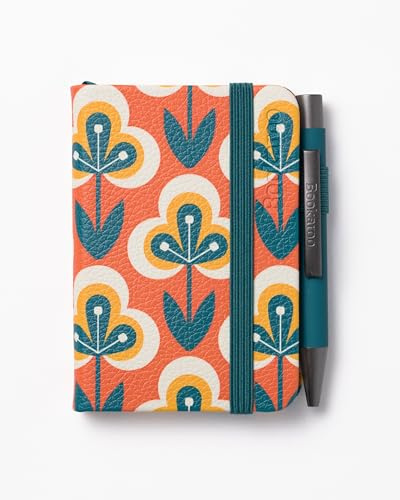 Bookaroo A7 Notebook & Pen - Teal & Orange - Retro