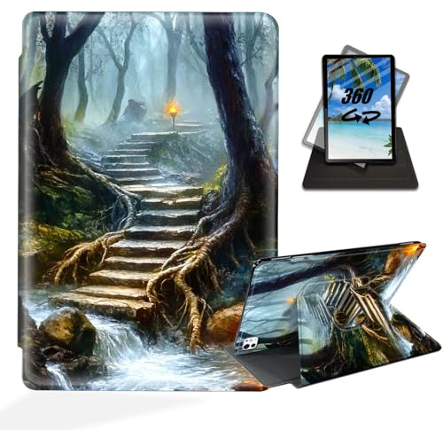 ETLKJVBL for iPad Pro 11 Inch Case 2024, 360 Degree Rotating, Multi - Angle Viewing, Auto Sleep/Wake, Mystic Forest Stairs by Stream Exquisite Leather Case for iPad Pro 11 Inch 2024 Tablet