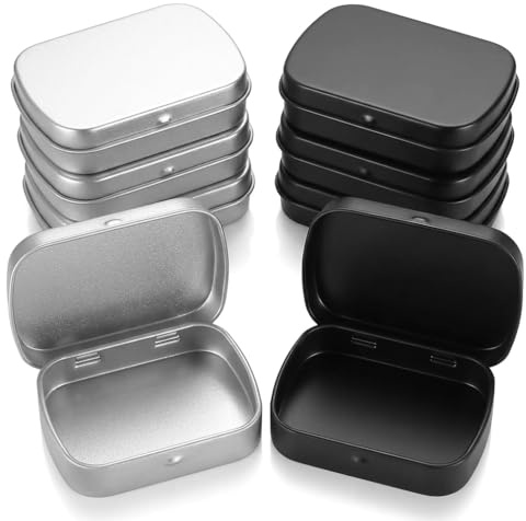 8 Stk Blechdose mit Deckel 60x48x15mm Metallbox Rechteckig Leere Dosen | Schwarz Silber Metalldosen, Bonbons Basteln Geocaching, Münzen Kleinteile Organize, Aufbewahrungsbox kompakt Behälter