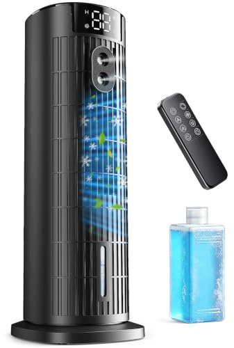 Climatiseur Mobile Sans Évacuation (<30 dB), Moteur CC Amélioré 2026, Ventilation Puissante 7,5 m/s, Minuteur 10H, Oscillation 90° et 4 Vitesses, Climatiseur Portable avec Télécommande, Noir Dépoli