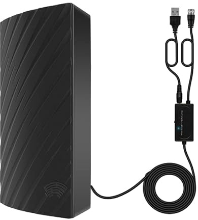DVB-T2 HD Antenne Innen Außen, 39DBI 480 km Reichweite Indoor-Freeview-Antenne mit Intelligentem Signalverstärker, Doppelsignalmodus und 10m Kabel Unterstützen HD-TV 1080P 4K
