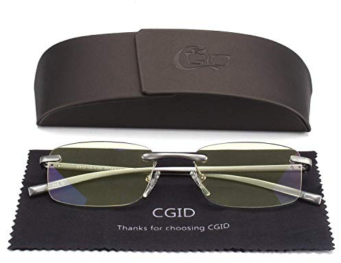 CGID Lesebrille Lesehilfe rahmenlose aus Aluminium - Magnesium - legierung rechteckig mit Etui Dioptrien +1.0