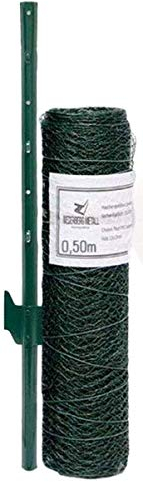 NIEDERBERG METALL Maschendrahtzaun Set - 15m x 50cm Zaun - 12 Pfosten - 13x13 Zaunset Verzinkt Grün