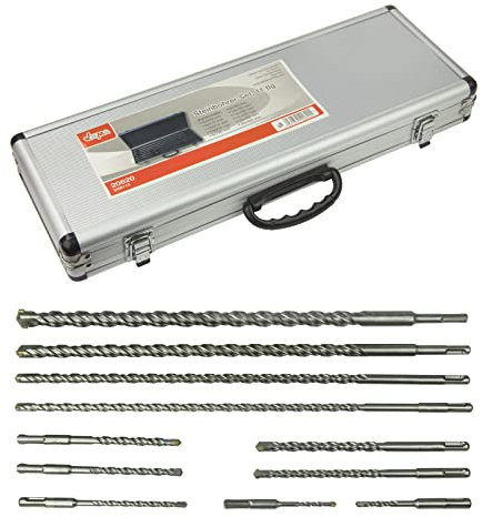 DEMA Steinbohrer Betonbohrer Set 11-teilig, 8mm bis 20mm, Hammerbohrer, SDS-Plus Bohrer, Langbohrer, SDS 6mm, für Beton und Mauerwerk