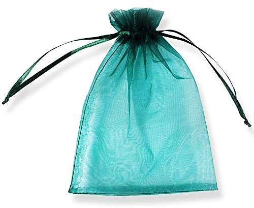 PLECUPE 100 Stück Organzasäckchen Organza Beutel Tunnelzug Hochzeit Säckchen, 10 x 15cm Schmuckbeutel Drawstring Organza Bags Säckchen Beutel für Geschenke Schmuckaufbewahrung Verpacken - Grün#1