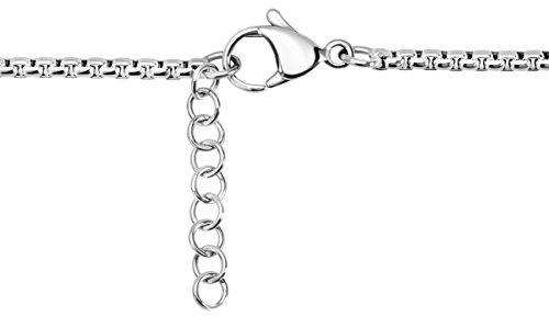 Quiges Dam Box Kedja Halsband Rostfritt stål med Karbinlås (42 + 4 cm förlängning) olika färger e rostfritt stål, colore: SILVER, cod. EPK098