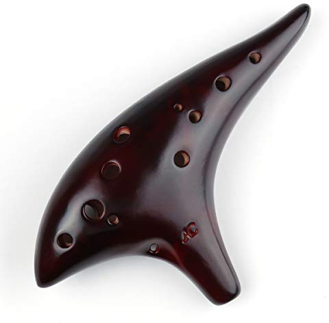 Ocarina unica che brucia 12 Agujeros lucida smaltata 12 fori professionale Ocarina brillante en alto (rosso scuro)