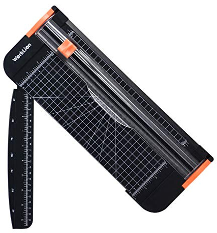 WORKLION Taglierina per Carta, Strumento per Scrapbooking Con Lama di Sicurezza per Fogli A4, Tagliare Carte Regalo, Coupon, Etichette, cartoncini, Foto, Capacità 12 Fogli (Nero)