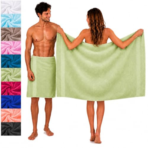 Betz 2 stycken bastuhanddukar bastuhandduk bastuhandduk set Palermo 100% bomull frotté XXL badhandduk strandhandduk storlek 80 x 200 cm (grön)