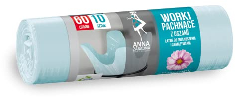 Anna Föderative Ohren-Müllsäcke, Duft BLUMEN 60L 10Stk hellblau