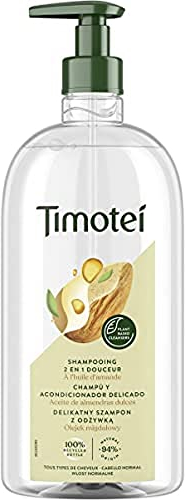 Timotei champú y acondicionador delicado para todo tipo de cabello con aceite de almendras dulces; con limpiadores de origen vegetal, 94% ingredientes de origen natural, 750ml, 1 unidad